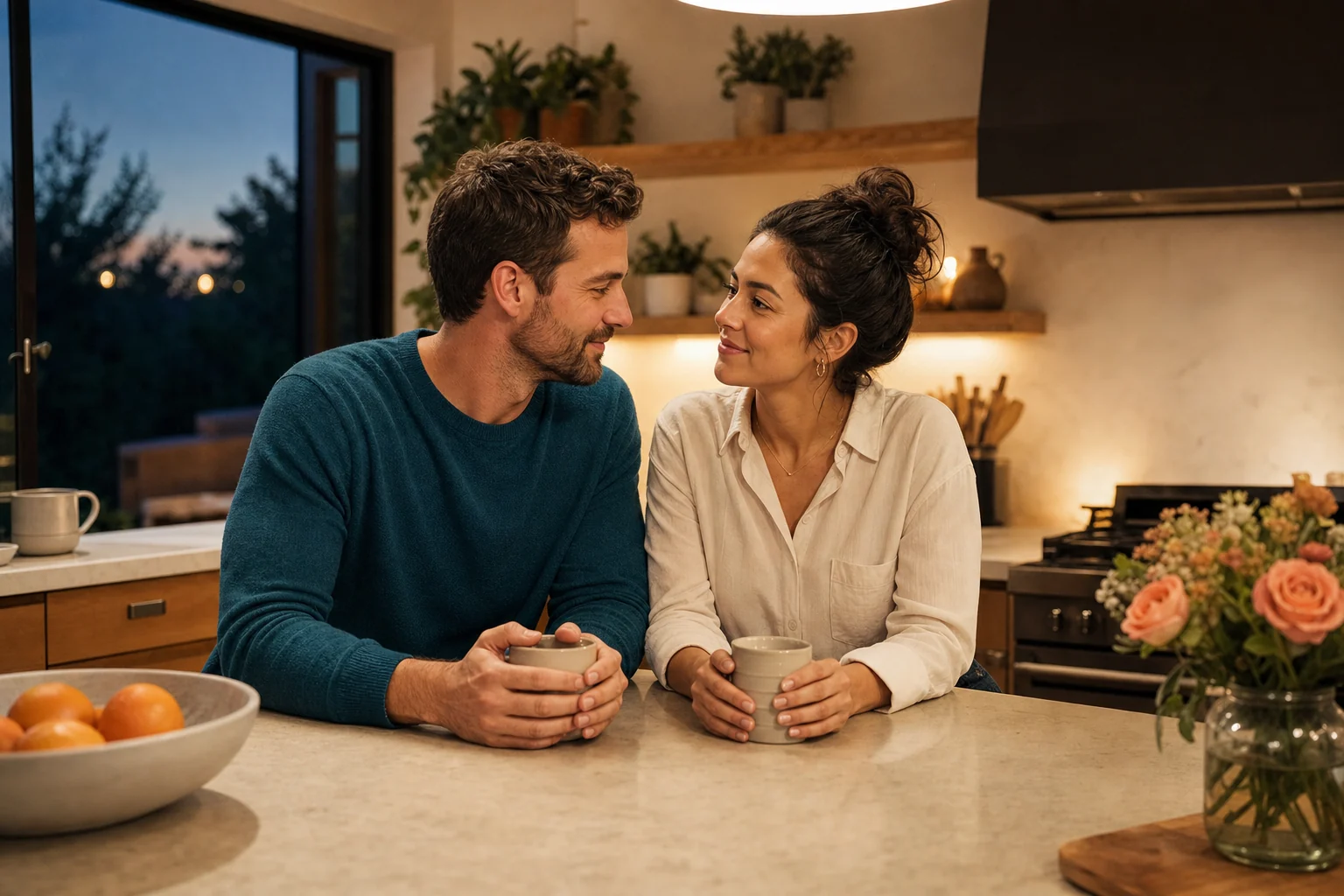 A couple discussing trust and boundaries before date night
